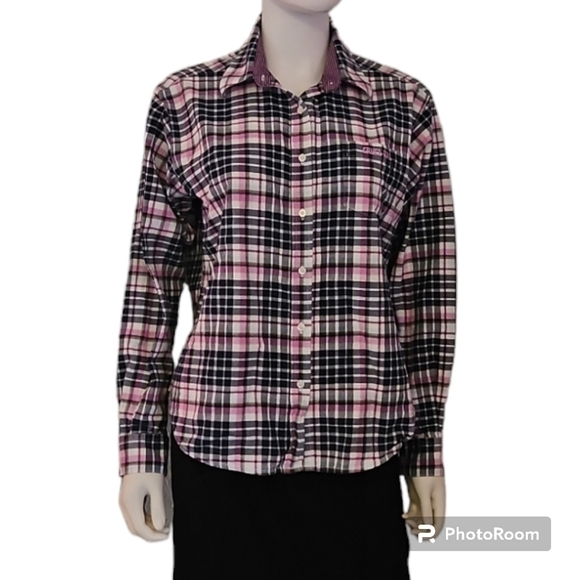 CRUEL GIRL Navy Blue & Pink Plaid Button Down Rodeo Shirt - Picture 1 of 6